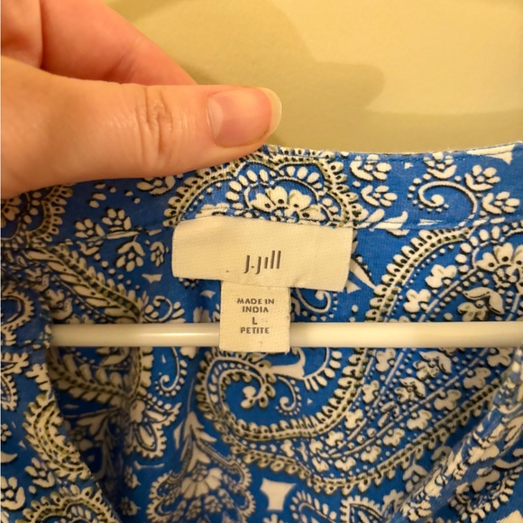 J. Jill Blue and White Paisley Shift Dress Large Petite - Vacation, summer - Picture 4 of 6